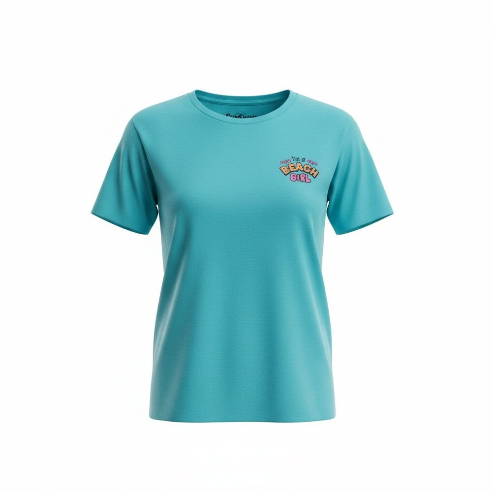 Women's Sunshine Raised Beach Girl Beach Sun Graphic Tee